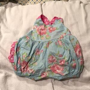 Mixed floral and polka dot bubble ruffle suit